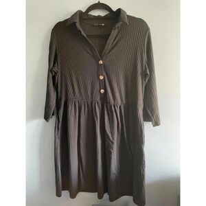 F&F Black Long Sleeve Dress with Buttons